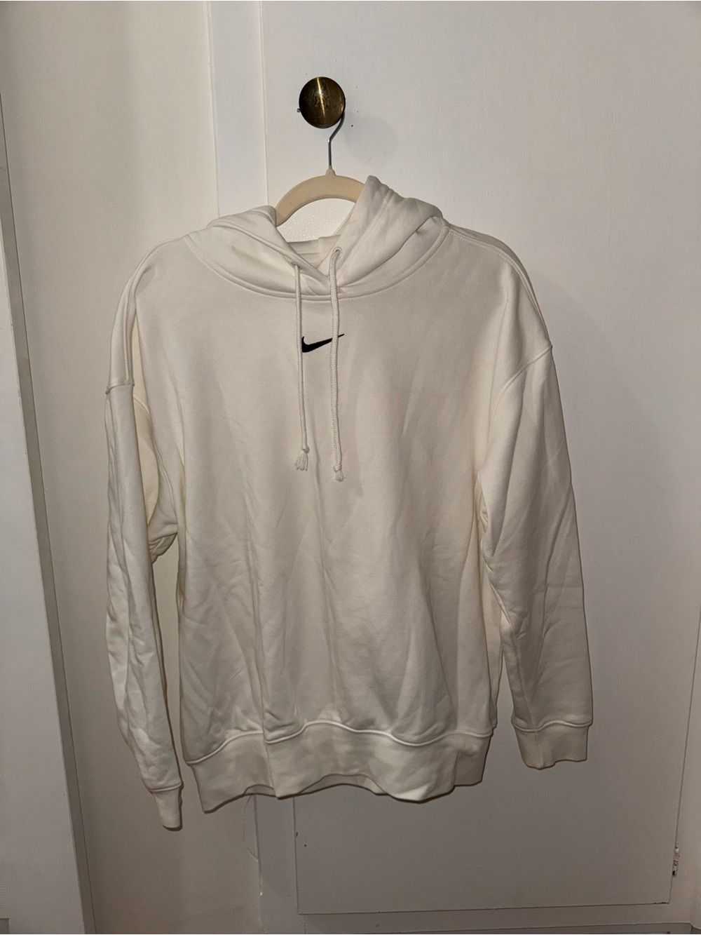 Nike White Pullover Hoodie with Black Swoosh
